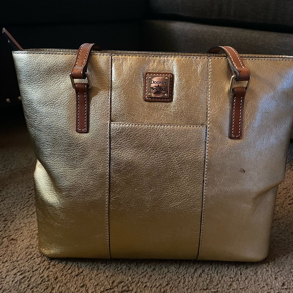 Gold Leather Tote Bag